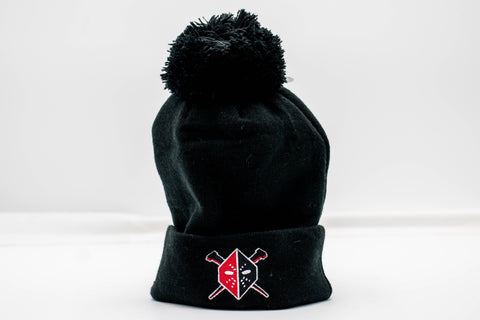 Wheeling Nailers Zephyr Black Pom Red Mask Knit Hat