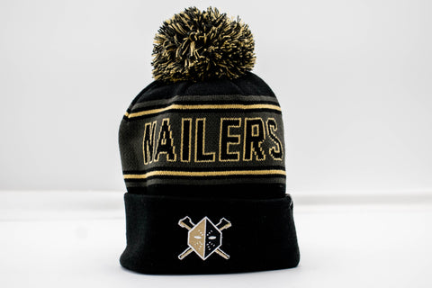 Wheeling Nailers Zephyr Cuffed Beanie w/ Pom Black Vegas